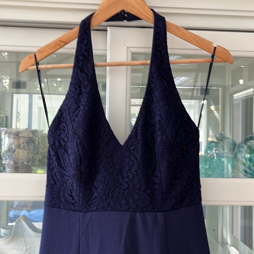 Lulu’s Maxi Dress Love Potion Navy Lace Halter - Picture 6 of 15